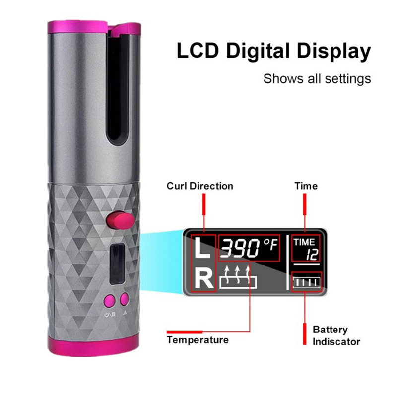 Revolutionary LCD Cordless Hair Curler by Lilac Milo