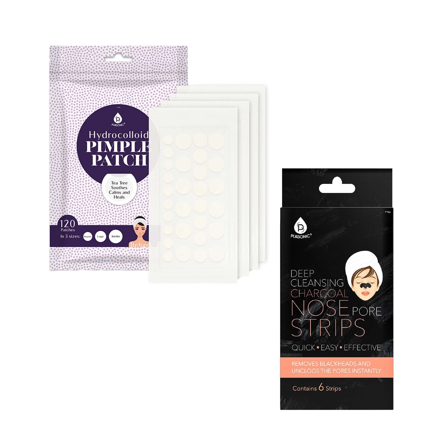 Pursonic Deep Cleansing Charcoal Nose Pore Strip & Hydrocolloid Set