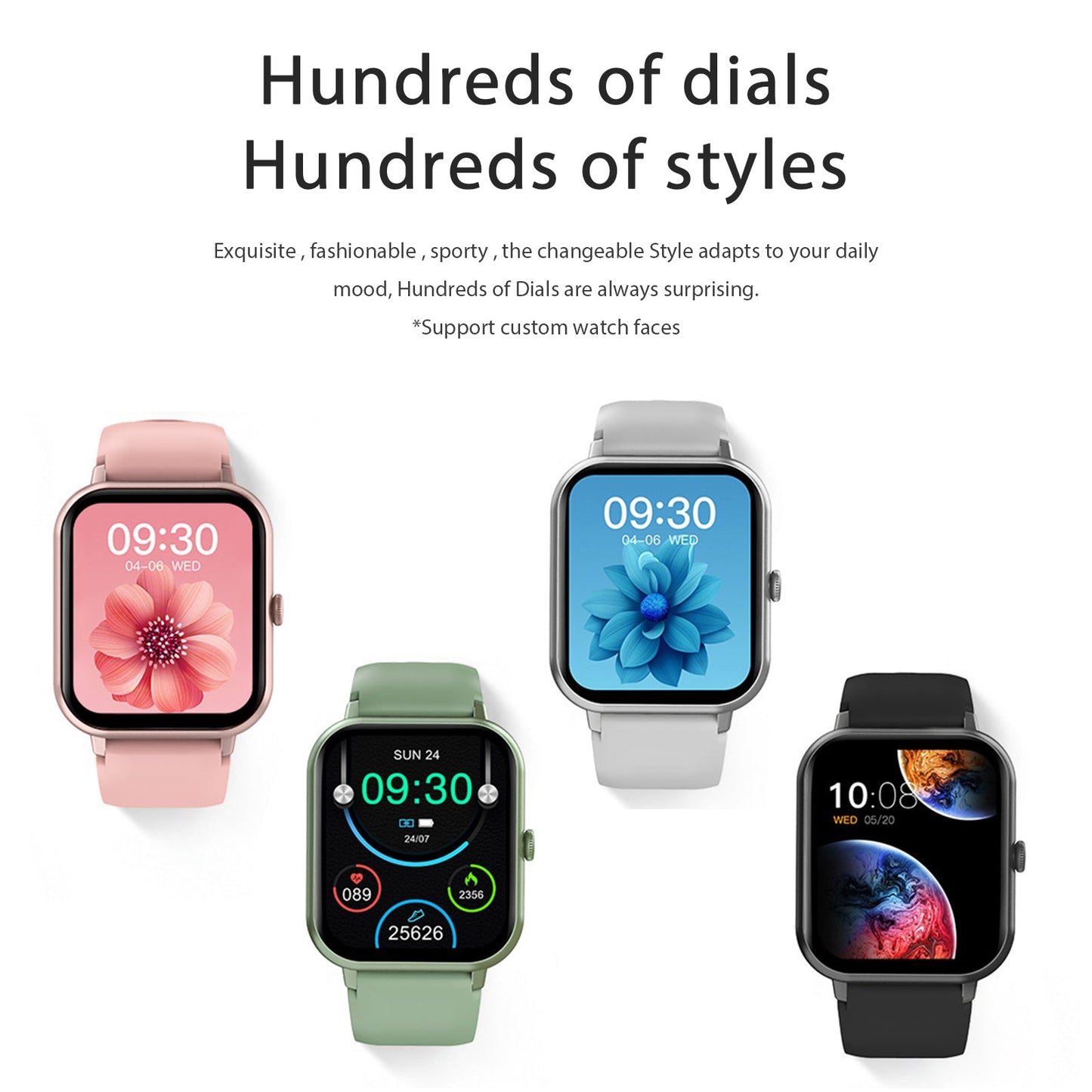 Reloj inteligente Iolaus rosa: monitor de actividad física resistente al agua de 1,83"